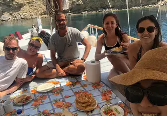 Lunch on boat together 