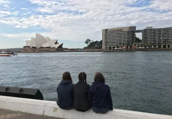 Three girls viewing the Sydney Opera House