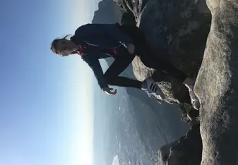 Overlooking the city of Cape Town after reaching the top of Table Mountain