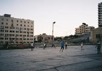 Playing football 