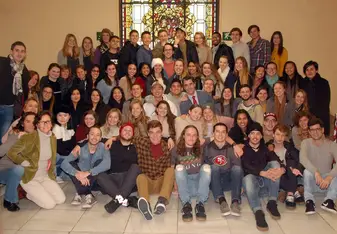 Group photo of all the students and staff