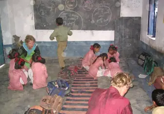 Teaching in a classroom.
