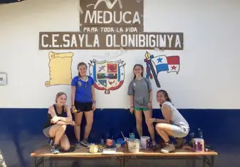 The mural we painted at the school in Kuna Yala. 