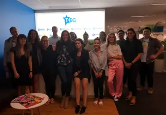 This is a photo of me and my coworkers at Ticketek, my internship site! I was so incredibly sad on my last day because it was truly my dream job!