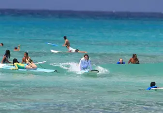 Surfing at the beautiful Waikiki beach!