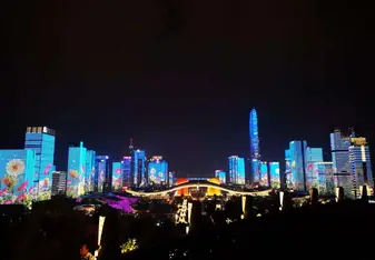 Nightly Light-Show, from atop Lianhua Hill, Shenzhen, Guangdong