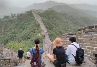 Visiting the Great Wall of China with my host family. 