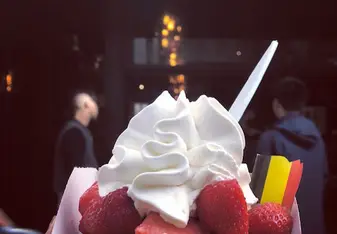 I took this photo of a waffle which is typical belgium snack that I really loved!