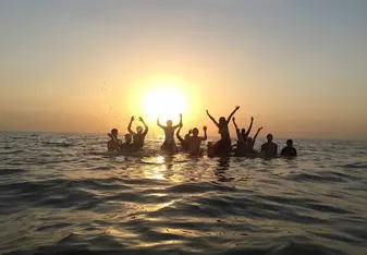 Having fun in Lake Turkana after class