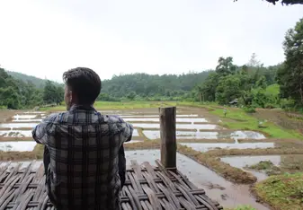Relaxing after a hike in Pai in the far north of Thailand.