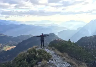 One of the many hikes my host family and I did. Looking out onto the Dolomites!