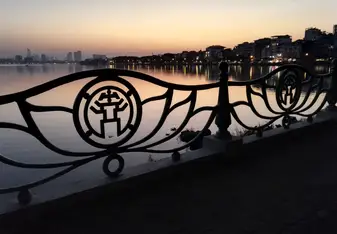 Beautiful sunset over West Lake - expat central in Hanoi.