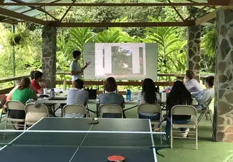 Giving presentations in the beautiful La Fortuna 