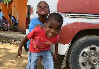 Two kids from the Euskarduna Batey, our third and final day of health workshops where we helped over 350 men, women, and children.