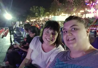 Enjoying Loy Krathong with new friends