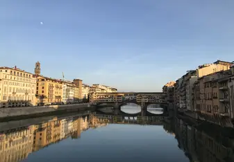 A beautiful view of the Ponte Vecchio from the Ponte Santa Trinita