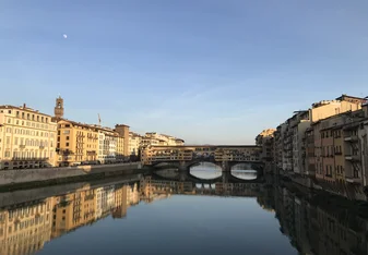 A beautiful view of the Ponte Vecchio from the Ponte Santa Trinita