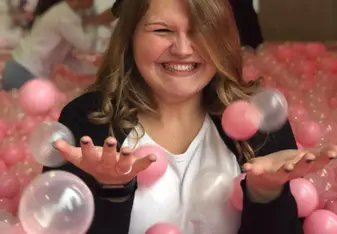 female in bubbles