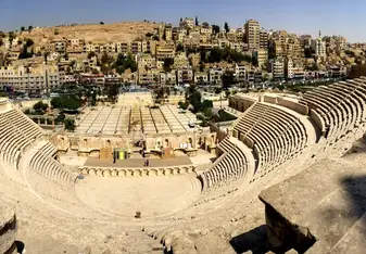 A view of Amman, Jordan, from the top of the Roman Amphitheater