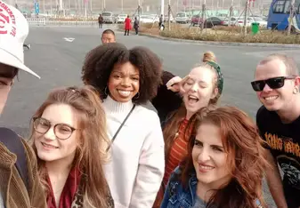 Coworkers on a day trip