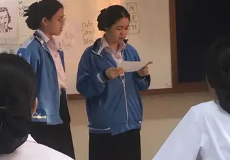 Students presenting an activity to the class