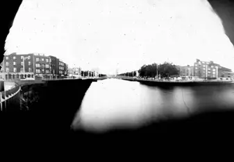 Pinhole photo of the River Liffy from a class excursion.