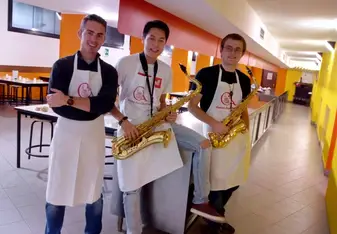 Playing the Sax at Soup Kitchen