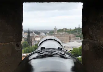 Photo of a canon overlooking Glasgow.