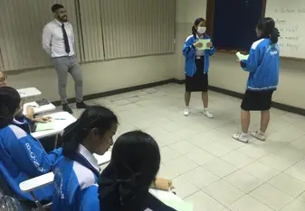 Students acting their roles