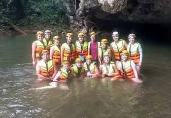 Cave Tubing during our free time. 
