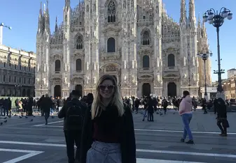 In front of the Duomo in Milan