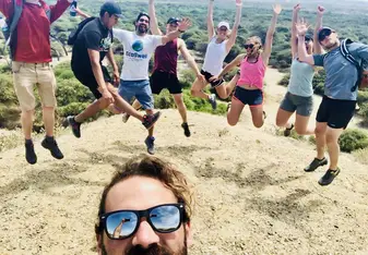 An EcoTeam jumping picture