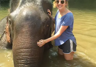 we got to bathe an elephant, how unreal is that? 