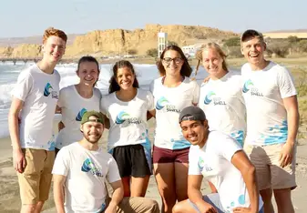 My fellow volunteers and I on a beach in Lobitos