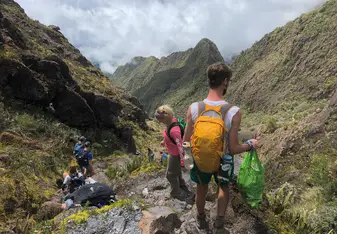 Picking up trash on Volcan Baru