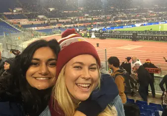 My roommate and I at an AS Roma game