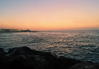 Sunset on the beach in Rabat