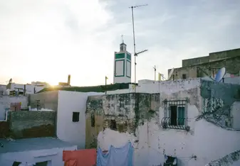 cityscape with white buildings