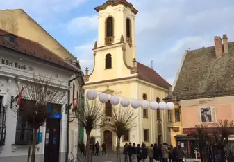The town center in Szentendre, or St. Andrew, a village of artists about 30 minutes north of Budapest