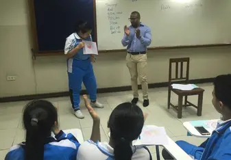 A student presening