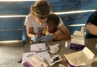 Malaria testing at the schools