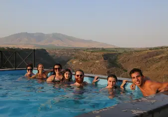 Day trip to Mujni in Armenia. After the pool party we all went into the home studio for a jam session! 
