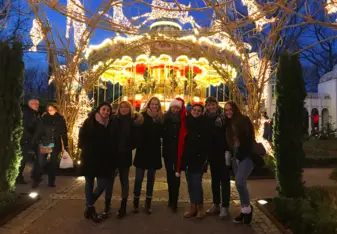 A Foreign exchange student gathering at the amusement park