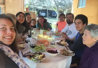 An asado with the host family. 