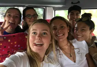 A selfie on the bus ride back from one of the temples that we visited on the trip.