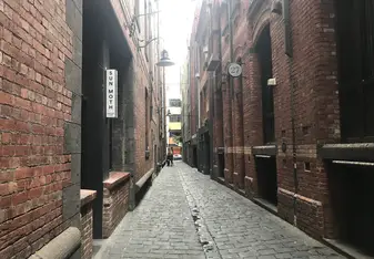 A laneway in Melbourne. Laneways are a big part of the culture there. You can often find quality restaurants and shops tucked away in alleys.