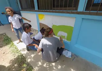 The children loved to sit with us as we painted