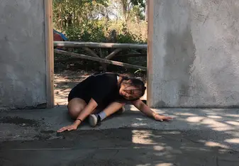 the happiness in completing the construction of the floor for the school