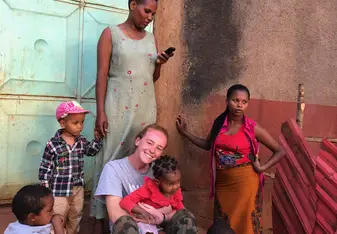 My homestay partner with some of the fam and a few neighbors!
