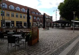 Ronne, colourful buildings and cobblestone